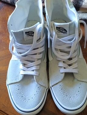 Vans High-Top Sneakers in Light Gray and White